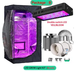 LED-Wachstum von Pflanzenzelten Innenwachstumsbox Volles Spektrum 300-2000W LED-Pflanze Wachsen Licht+Innen-Phydroponic-Anbausystem+4 "/ 6"/ 8 "Carbonfilter Combo Mehrfacher Dunkelraum