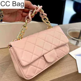 CC Bag Shopping s 22ss Thick Chain Totes Vintage Lambskin Classic Quilted Plaid Gold Black Patchwork Hardware Shoulder Crossbody Desi