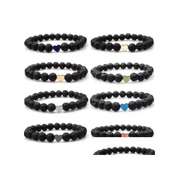 Charme Armbänder 8mm Natürliche Lava Stein Herz Liebe Perlen Armband Diy Vulkan Aromatherapie Ätherisches Öl Diffusor Für Frauen Schmuck dr Dhcqg