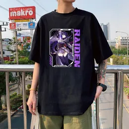 Мужские футболки Game Game Рубашка Summer Casual Tees Tops Harajuku Kawaii Raiden Shogun/Sucrose/Amber Unisex негабаритный короткий рукав