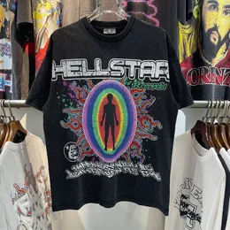 American street hellstar tung sommar T-shirt ledig lös vintage rund hals kort ärm män och kvinnor par Herr Vintage T-shirts Summer Loose Tee Rock MLXL