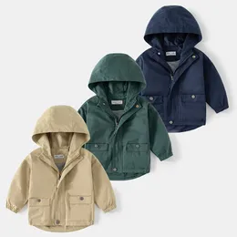 Tench Coats Spring Autumnjacket for Baby Boys Simple British Style Wooded Children Cledts 3 8 سنوات صبي الملابس الخارجية 230711
