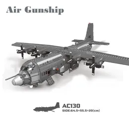 Soldat 1713PCS US Army AC130 Air Gunship Stora Transportflygplan Militärplan Modell Byggsten Tegel Present Till Barn Barn Leksaker 230710