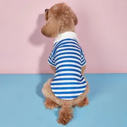 Blusa listrada azul-marinho listrada para roupas de cachorro e gato adorável camisa para uso diário