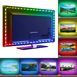 5V LED 조명 룸 USB RGB 테이프 TV 주방을위한 5m 10m 게임 룸 장식 유연한 LED 리본 배터리 D2.0