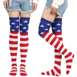 女性靴下ヨーロッパとアメリカの星ストライプ太もも子供用ストッキング旗膝五芒星