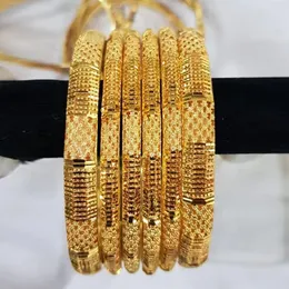 Bangle Wando 6pcs Ethiopian Jewelry Gold Color Bangles For Women Girl Dubai African Bracelets Gifts b141 230710