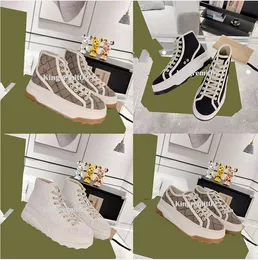 Designer Sneakers Tennis 1977 Casual Shoes Canvas Embossed Trainers Women Lace Up Jacquard Retro Platform Sneaker Multicolored Embroidery Shoe