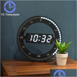 壁時計 LED 3D テクノロジー時計発光デジタル電子ミュート温度日付 Mti 機能ジャンプ秒家の装飾 H1230 Dh6Dg