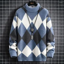 Herrtröjor 2023 Vintermode Tjock Argyle Tröja Herr Lyx Herrtröjor Cashmere Herr Jul Håll värmen Pull Homme