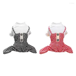 Dog Apparel Cute Little Girl Black And Red Two Types Of Checkered Clothes Clean Warm