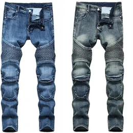 Męskie spodnie w rozmiarze Plus Jeans Man Denim Designer MOTO BIKE Prosty motocykl na jesień Wiosna Punk Rock Streetwear Jazda konna Kn247L