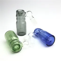 2.4 Inch Mini Glass Bong Ash Catcher Bowls with 45 Degree 14mm Male Black Blue Green Ashcatcher Glass Smoking Bong Bowl