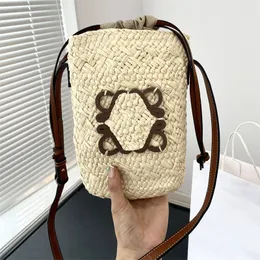 Summer Designer Straw Bag Woman Grass Woven Mini Anagram Basket Crossbody Bag Fashion Luxury Messenger Bag Brand Knitting Small Purses