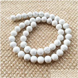 Charms 8Mm Natural Stone White Turquoise Beads Diy Jewelry Finding Necklace Earrings Making Drop Delivery Findings Components Dhw5L