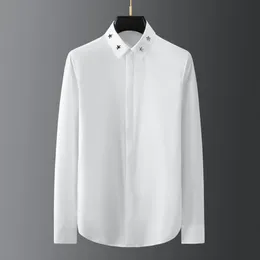Pentagram nitdekorerad skjorta för män Långärmad Smal Casual Business Klänning Skjortor Social Party Smoking Herrkläder 2023