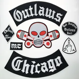 Outlaw Chicago Affettiyor Patches üzerinde İşlenmiş Demir Moda Bikter Ceket için Büyük Boyut Tam Geri Özel Patch228b