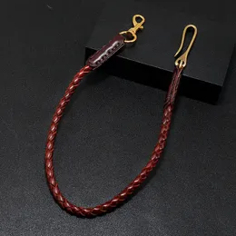 Keychains Lanyards Cowhide Braided Rope Key Rings Bag Pendant Wallet Chain Holder Car Keyring Men Women Keychain Waist Leather Biker 230710