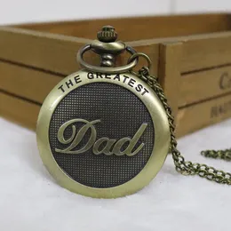 Orologi da taschino Luxury To My DAD Ti amo Orologio al quarzo intagliato per padre Orologio a catena Fob con incisione Papà Regali di compleanno