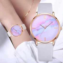 Armbandsur 2023 Lvpai Marke Frauen Uhren Luxus Leder Streifen Marmor ZifferblaKleid Armbanduhr Damen Geschenk Quarzuhr Relogio Feminino