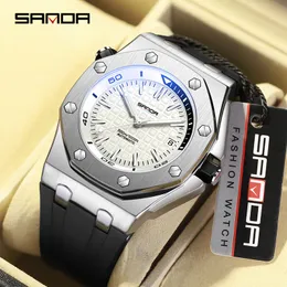 Royal Fashion Casual Männer Uhren Großes Zifferblatt schwarz Silikon Kalender Quarz Armbanduhr Klassische Top Marke SANDA Männliche Uhr