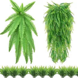 Faux Floral Greenery Hanging Plants Artificial Fern Grass Green Wall Plant Silk Hedge Large Home Decor Garden 230711