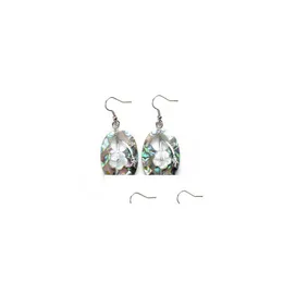 Fascino ovale fiore bianco paua abalone orecchini conchiglia per donna gioielli unici pietra naturale goccia consegna Dhu09
