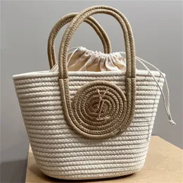 Hot Sale Designer Beach Bgas Woman Luxury Grass Woven Vegetable Basket Totes Casual Straw Bag Summer Knitting Shoulder Bag Cute Purses Gentle Lady Shopping Bag