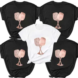 여자 T 셔츠 팀 신부 셔츠 와인 유리 그래픽 Tshirt 티 여성 신부 Bachelorette 웨딩 여름 스트리트웨어 암탉 파티 캐주얼 탑