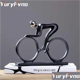 Arts And Crafts Yuryfvna Bicycle Statue Champion Cyclist Scpture Figurine Resin Modern Abstract Art Athlete Bicycler Home Decor Q052 Dhzlq