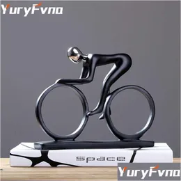 Arti e Mestieri Yuryfvna Bicicletta Statua Campione Ciclista Scpture Resina Moderna Arte Astratta Atleta Ciclista Home Decor Q052 Dhzlq