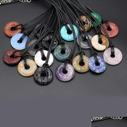 Pendant Necklaces 18Mm Big Hole Beads Necklace Natural Stone Rose Quartzs Blue Turquoises For Women Making Diy Party Gift Drop Deliv Dhrlh