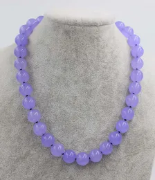 Chaînes Violet Jade Rond 12mm 14mm Collier 17 pouces Gros Perles Nature Femme 2023