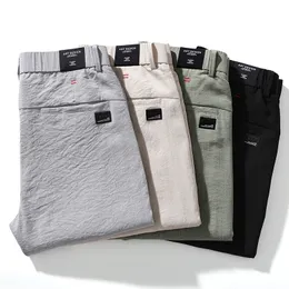 Herrbyxor 2023 Vår Sommar Klassisk Elastisk Casual Herr Business Klänning Slim Fit Jogger Stretch långa byxor Man Grön Khaki 230711