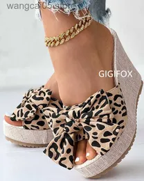 Tofflor GIGIFOX 2023 Peep Toe Bowknot Slip On Kilar Plaform Sandaler Kvinnor Casual Bekväm Fritid Mode Sommarrutschbanor Utomhustofflor T230711