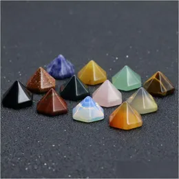 Sten Naturlig Kristall Pyramid Ansiktssmycken Acc Mineral Staty Ornament Heminredning Drop Delivery Dhfrc