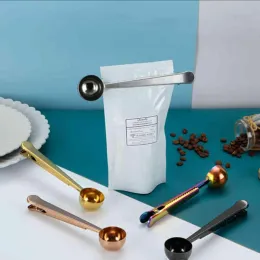 Stainless Steel Coffee Spoon Scoop Multifunction Bag Sealing Clip Milk Powder Liquid Seasoning Measuring Spoons Long Handle Coffeeware 21