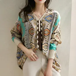 Ethnic Clothing 2023 Spring And Autumn Elegant High-Collar Top Long Sleeve Shirt Office Women's Casual Print Blouse