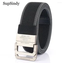 Belts SupSindy Men Stretch Nylon Belt Metal Double Ring Buckle For Women Waistband Fashion Jeans Elastic Outdoor Male Strap