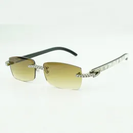 Óculos de sol Buffs Esigner Buffs 56mm Buffalo Diamond Endless Sunglasses Moissanite sem moldura para mulheres Horn mixada Natural e com 3524012 Lense Unisex Goggle