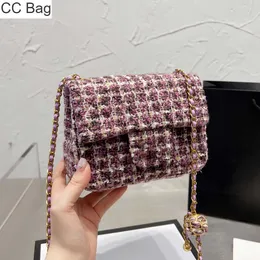 10A CC-väska Klassisk Mini Flap Tweed Golden Ball Crossbody-väskor Frankrike Märke Högkvalitets Quiltad Matelass-kedja Serienummer Axelväska Handväska Lyx