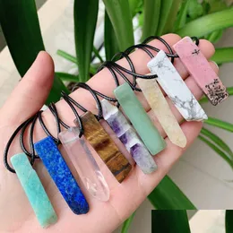 Hänge Halsband Irregar Quartz Pendum Natursten Halsband Ametister Amazonit Citriner Lapis Rosa Kristall Healing Drop Delivery Dhnw4