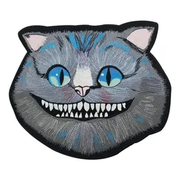Cheshire Cat grote geborduurde patch opstrijkbaar groot formaat voor volledige achterkant van jas Rider Biker patch 250b