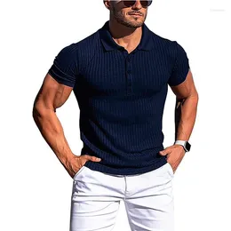 Polos pour hommes MRMT 2023 Polo de marque t-shirts chemise à manches à barre verticale haute élastique pour hommes hauts de sport coupe ajustée t-shirt en tricot