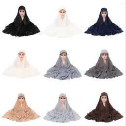 Abbigliamento etnico Musilm Women Hijab istantaneo con berretto a sfera Base Sport estivi Sciarpe in chiffon Pronto da indossare HIjab Islam Foulard 2023