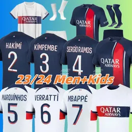 MBAPPE HAKIMI Paris koszulki piłkarskie Ugarte Mendes Ekitike 23 24 Maillots de football 2023 2024 MARQUINHOS VERRATTI mężczyźni dzieci PsGs koszule ENFANT Fabian Asensio