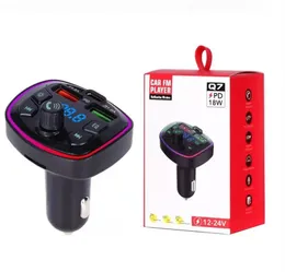 LED LED BLUETOOTH FM Transmitter Car MP3 TF/U Disk Player Handsfree Kit Adapter Dual USB 3.1A +18W PD Type C Fast Charger