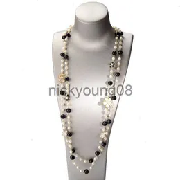 Pendant Necklaces Luxury Brand Design Number 5 Long Pearl Necklace Camellia Double Layer Sweater Chain Woman Party Jewelry x0711 x0711