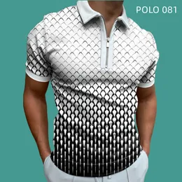 Men's Polos Summer Men's Zipper Polo Shirt Fashion Striped Print Polo Shirts Men Streetwear Casual Short Sleeve T-Shirt Men Polos Tops 230710