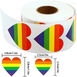 Presentpapper 500 st Gay Pride Randig Love Rainbow Heart Ribbon Alla hjärtans dag-dekal som stödjer HBT-spreading-tejpen